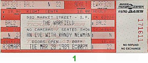 Randy Newman Vintage Ticket