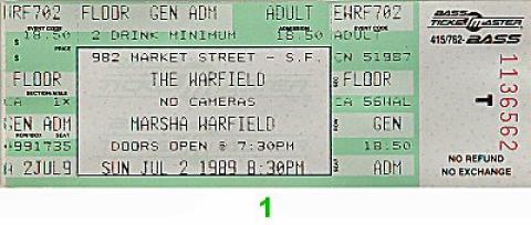 Marsha Warfield Vintage Ticket