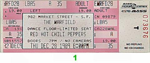 Red Hot Chili Peppers Vintage Ticket