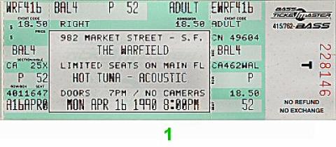 Hot Tuna Vintage Ticket