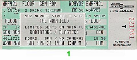 The Radiators Vintage Ticket