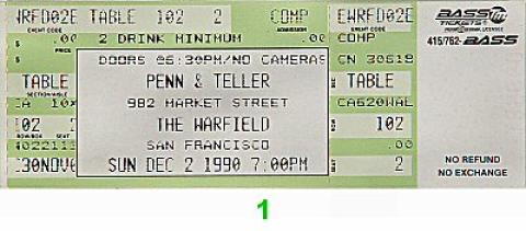 Penn and Teller Vintage Ticket