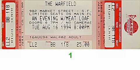 Meat Loaf Vintage Ticket