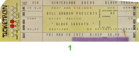 Black Sabbath Vintage Ticket