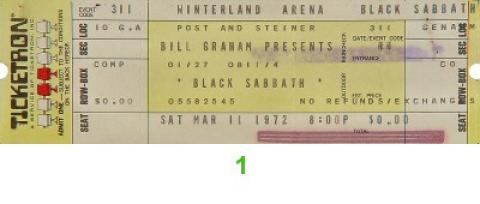 Black Sabbath Vintage Ticket