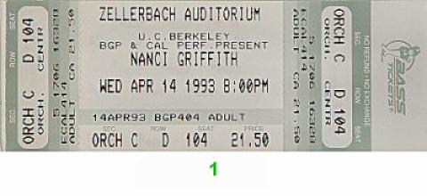 Nanci Griffith Vintage Ticket