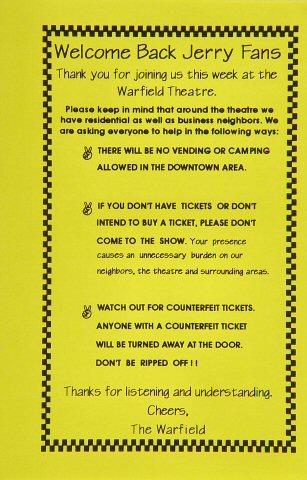 Jerry Garcia Band Handbill