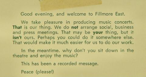 Fillmore East Handbill