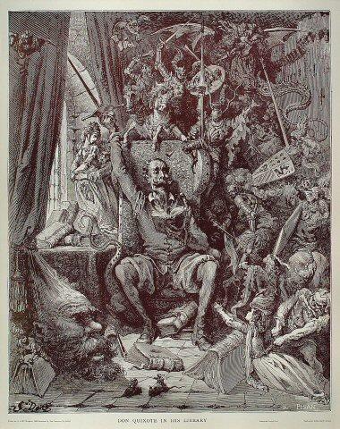 Don Quixote In His Library Poster