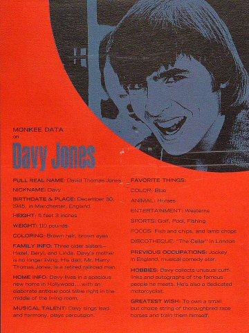 Davy Jones Handbill