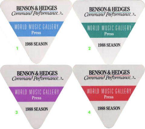 World Music Gallery - 1988 Season Backstage Pass