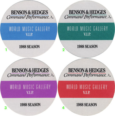 World Music Gallery - 1988 Season Backstage Pass