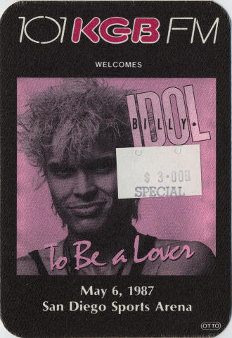 Billy Idol Backstage Pass