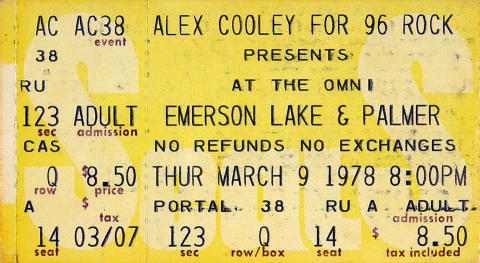 Emerson, Lake & Palmer Vintage Ticket