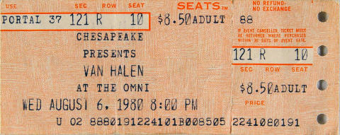 Van Halen Vintage Ticket