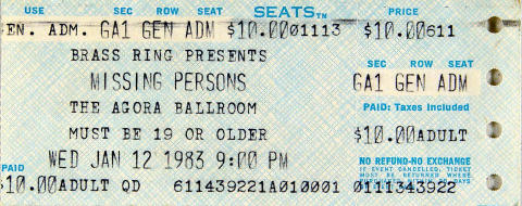 Missing Persons Vintage Ticket
