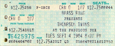 Thompson Twins Vintage Ticket