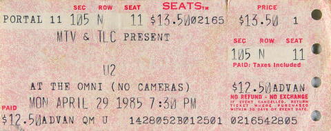 U2 Vintage Ticket