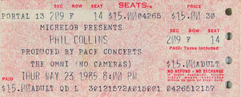 Phil Collins Vintage Ticket