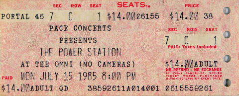 The Power Station Vintage Ticket