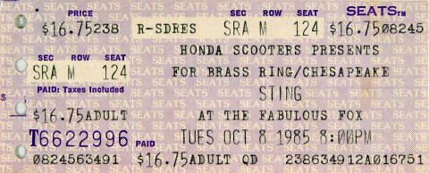 Sting Vintage Ticket