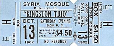 The Kingston Trio Vintage Ticket
