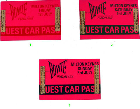 David Bowie Backstage Pass