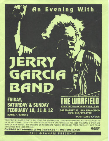 Jerry Garcia Band Handbill