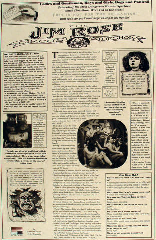 The Jim Rose Circus Sideshow Poster