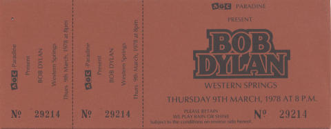 Bob Dylan Vintage Ticket