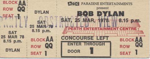 Bob Dylan Vintage Ticket