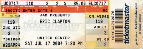 Eric Clapton Vintage Ticket
