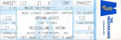 Bryan Adams Vintage Ticket