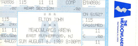 Elton John Vintage Ticket