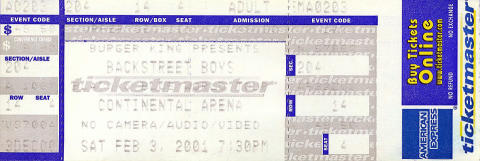 Backstreet Boys Vintage Ticket