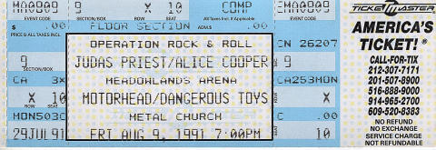 Alice Cooper Vintage Ticket