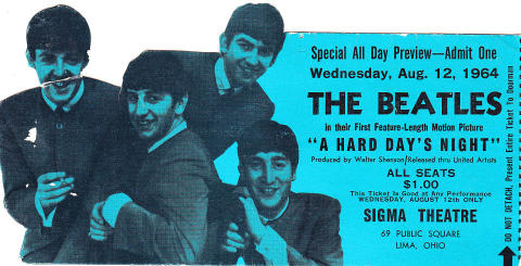 The Beatles Vintage Ticket