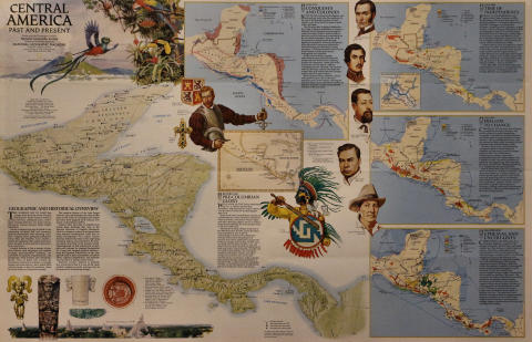 Map Of Central America: Past And Present Poster