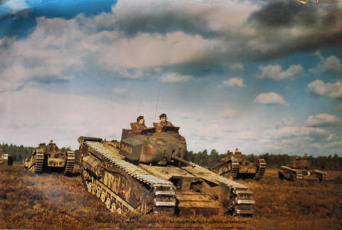 Churchill Mark II Tanks Of B Squadron, 43rd Battalion, Royal Tank Regiment, On Exercises Poster