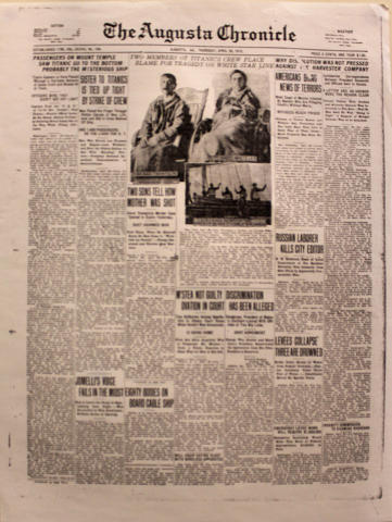 The Augusta Chronicle April 25, 1912 Poster