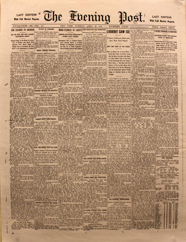 The Evening Post April 23, 1912 Poster