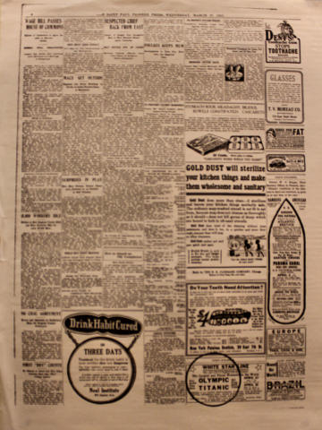 The Saint Paul Pioneer Press March 27, 1912 Poster