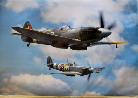 Spitfire F.XIV, RM689 with Spitfire L.F. VC, AR501 Poster