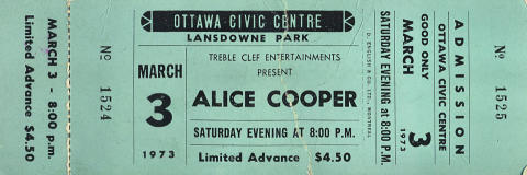 Alice Cooper Vintage Ticket