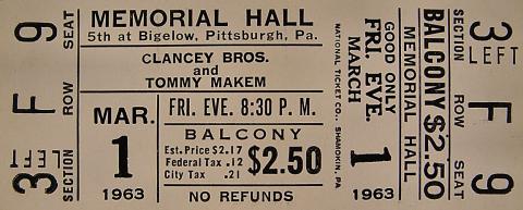 The Clancy Brothers Vintage Ticket