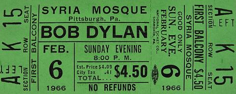 Bob Dylan Vintage Ticket
