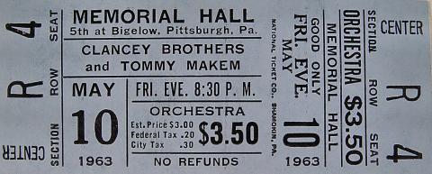 The Clancy Brothers Vintage Ticket