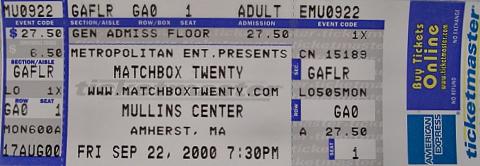 Matchbox Twenty Vintage Ticket