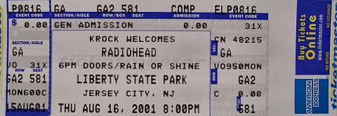 Radiohead Vintage Ticket