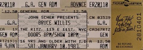 Bruce Willis Vintage Ticket